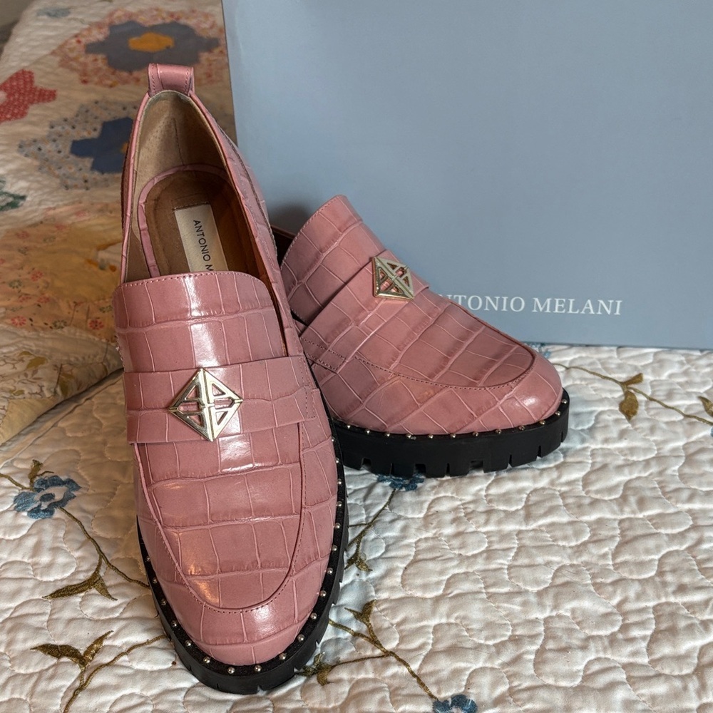 Antonio Melani Blush Arlo Croc-Embossed Loafers Size 8.5 - Picture 2 of 15